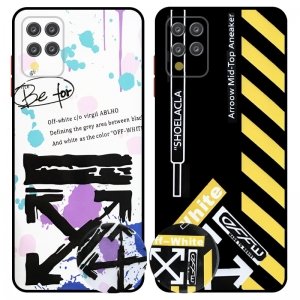 کاور فانتزی طرحدار دخترانه و پسرانه مناسب برای گوشی Samsung Galaxy A12 / M12 مدل محافظ لنزدار به همراه پاپ سوکت طرح آف وایت OFF WHITE CASE