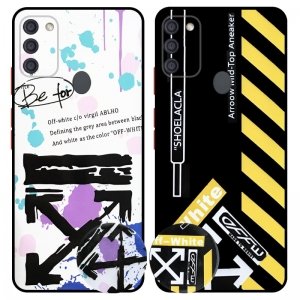 کاور فانتزی طرحدار دخترانه و پسرانه مناسب برای گوشی Samsung Galaxy A11 مدل محافظ لنزدار به همراه پاپ سوکت طرح آف وایت OFF WHITE CASE