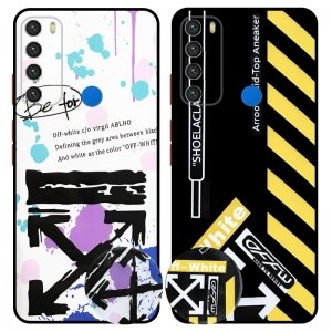 کاور فانتزی طرحدار دخترانه و پسرانه مناسب برای گوشی Xiaomi Redmi Note 8 مدل محافظ لنزدار به همراه پاپ سوکت طرح آف وایت OFF WHITE CASE