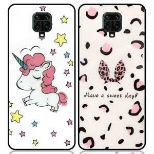 قاب پشت گلس فانتزی مناسب برای گوشی Xiaomi Redmi Note 9S /  9 Pro / Max مدل عروسکی دخترانه و لاکچری زنانه طرح یونیکورن و پلنگی کالباسی Unicorn And Sweet Glass Case
