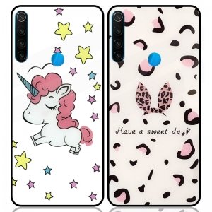 قاب پشت گلس فانتزی مناسب برای گوشی Xiaomi Redmi Note 8 مدل عروسکی دخترانه و لاکچری زنانه طرح یونیکورن و پلنگی کالباسی Unicorn And Sweet Glass Case