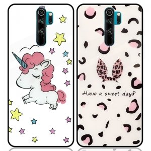 قاب پشت گلس فانتزی مناسب برای گوشی Xiaomi Redmi Note 8 Pro مدل عروسکی دخترانه و لاکچری زنانه طرح یونیکورن و پلنگی کالباسی Unicorn And Sweet Glass Case