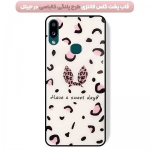 قاب پشت گلس فانتزی مناسب برای گوشی Samsung Galaxy A10S مدل عروسکی دخترانه و لاکچری زنانه طرح یونیکورن و پلنگی کالباسی Unicorn And Sweet Glass Case.jpg