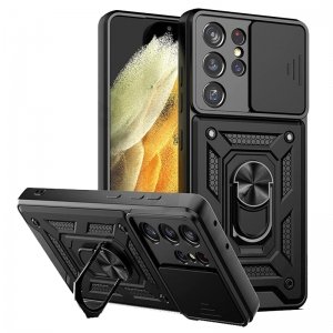 قاب اورجینال اسلاید آرمور مناسب برای گوشی Samsung Galaxy S21 Ultra طرح محافظ لنزدار کشویی مجهز به رینگ استندشو و مگنتی