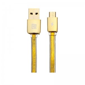 کابل شارژ و انتقال دیتا 1 آمپری Remax GOLD مدل روکش پلاستیکی شفاف و سری فلزی به طول 1 متر