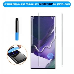 گلس یو وی UV Glass مناسب برای گوشی Samsung Galaxy Note 10 Pro (Plus) مدل شیشه ای خمیده بدون حاشیه مشکی دور UV Full Screen Full Glue Glass.jpg