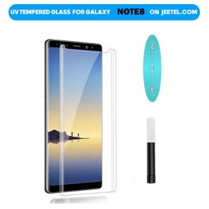 گلس یو وی UV Glass مناسب برای گوشی Samsung Galaxy Note 8 مدل شیشه ای خمیده بدون حاشیه مشکی دور UV Full Screen Full Glue Glass.jpg