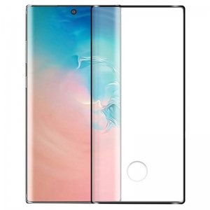 گلس فول ادج اثرانگشت باز مناسب برای گوشی Samsung Galaxy Note 10 Plus مدل شیشه ای تمام چسب با سوراخ اثر انگشت Full Glass With Hole Finger Touch