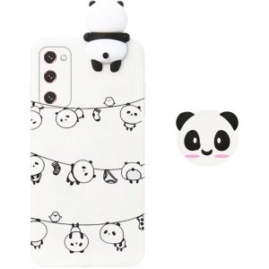 قاب فانتزی عروسکی پاندا رختی Panda Case مناسب برای گوشی Samsung Galaxy S20 FE مدل نیمه شفاف سه بعدی همراه با پاپ سوکت سیلیکونی ست (مجهز به محافظ لنز)