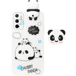 قاب فانتزی عروسکی پاندا کیس Panda Case مناسب برای گوشی Xiaomi POCO M3 Pro / Redmi Note 10 5G مدل نیمه شفاف سه بعدی همراه با پاپ سوکت سیلیکونی ست (محافظ لنزدار)