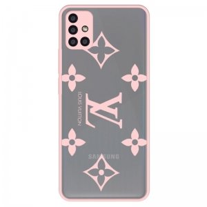 قاب فانتزی هیبریدی طرح لویی ویتون صورتی مناسب برای گوشی Samsung Galaxy A51 مدل پشت مات محافظ لنزدار سری طرحدار دخترانه