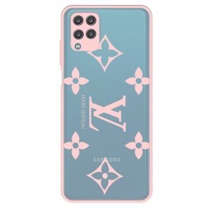 قاب فانتزی هیبریدی طرح لویی ویتون صورتی مناسب برای گوشی Samsung Galaxy A12 / M12 مدل پشت مات محافظ لنزدار سری طرحدار دخترانه و زنانه