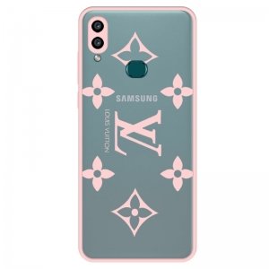 قاب فانتزی هیبریدی طرح لویی ویتون صورتی مناسب برای گوشی Samsung Galaxy A10S مدل پشت مات محافظ لنزدار سری طرحدار دخترانه و زنانه