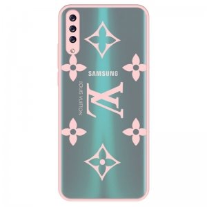 قاب فانتزی هیبریدی طرح لویی ویتون صورتی مناسب برای گوشی Samsung Galaxy A30S / A50S / A50 مدل پشت مات محافظ لنزدار سری طرحدار دخترانه و زنانه