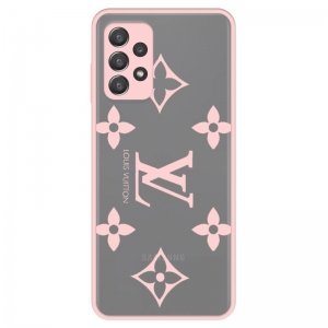 قاب فانتزی هیبریدی طرح لویی ویتون صورتی مناسب برای گوشی Samsung Galaxy A52 4G/5G/S مدل پشت مات محافظ لنزدار سری طرحدار دخترانه و زنانه