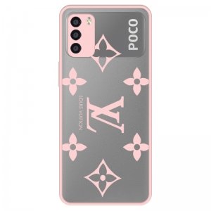 قاب فانتزی هیبریدی طرح لویی ویتون صورتی مناسب برای گوشی Xiaomi POCO M3 مدل پشت مات محافظ لنزدار سری طرحدار دخترانه و زنانه