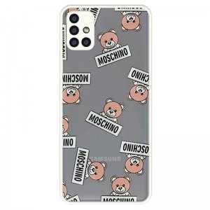 قاب عروسکی هیبریدی طرح خرسی موسکینو مناسب برای گوشی Samsung Galaxy A71 مدل پشت مات محافظ لنزدار سری فانتزی دخترانه Moschino Hybrid Case