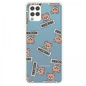 قاب عروسکی هیبریدی طرح خرسی موسکینو مناسب برای گوشی Samsung Galaxy A12 / M12 مدل پشت مات محافظ لنزدار سری فانتزی دخترانه Moschino Hybrid Case