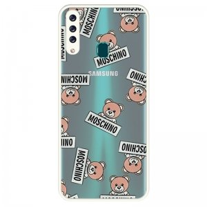 قاب عروسکی هیبریدی طرح خرسی موسکینو مناسب برای گوشی Samsung Galaxy A20S مدل پشت مات محافظ لنزدار سری فانتزی دخترانه Moschino Hybrid Case