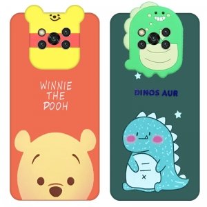 قاب سه بعدی سیلیکونی طرح عروسک های دایناسور و خرسی POOH مناسب برای گوشی Xiaomi POCO X3 nfc / pro مدل محافظ لنزدار مجهز به آستر فیبری (Silicone Hi Copy)