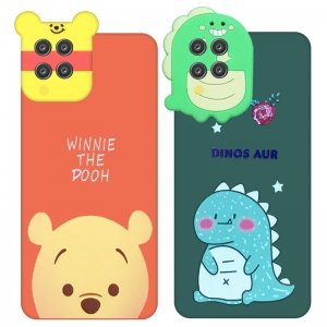 قاب سه بعدی سیلیکونی طرح عروسک های دایناسور و خرسی POOH مناسب برای گوشی Samsung Galaxy A12 / M12 مدل محافظ لنزدار مجهز به آستر فیبری (Silicone Hi Copy)