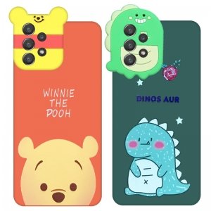 قاب سه بعدی سیلیکونی طرح عروسک های دایناسور و خرسی POOH مناسب برای گوشی Samsung Galaxy A72 4G / 5G مدل محافظ لنزدار مجهز به آستر فیبری (Silicone Hi Copy)