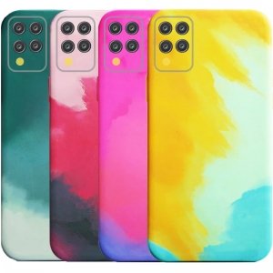 قاب گوشی مناسب برای Samsung Galaxy A12 / M12 مدل تی پی یو آبرنگی طرح رینبو اورجینال (محافظ لنزدار) Rainbow TPU Case Water Color