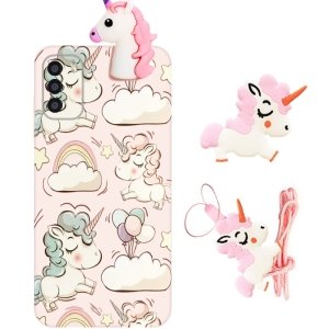 قاب فانتزی عروسکی اسب تک شاخ مناسب برای Xiaomi POCO M3 مدل بند آویز و پاپ سوکت دار دخترانه (مجهز به محافظ لنز) Unicorn Girly Cartoon Case