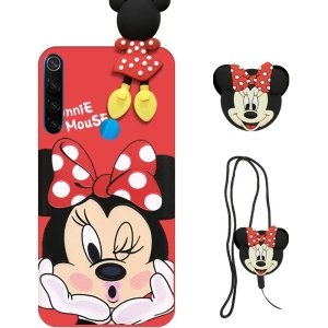 قاب عروسکی دخترانه مدل میکی موس مناسب برای گوشی Xiaomi Redmi Note 8 به همراه ست پاپ سوکت و پام پام سیلیکونی ست Disney Mickey Mouse Cute Case