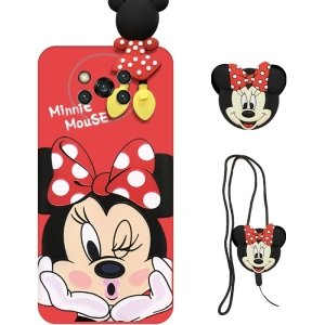 قاب عروسکی دخترانه مدل میکی موس مناسب برای گوشی Xiaomi POCO X3 Pro / Nfc به همراه ست پاپ سوکت و پام پام سیلیکونی ست (محافظ لنزدار) Disney Mickey Mouse Cute Case