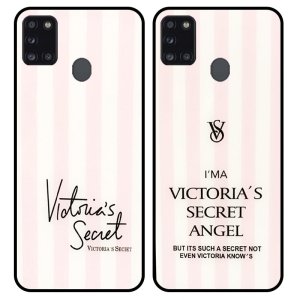 قاب پشت گلس دخترانه مدل ویکتوریا سیکرت برای گوشی Samsung Galaxy A21S طرحدار فانتزی آنجل و بیوتی Victoria Arrival Glass case