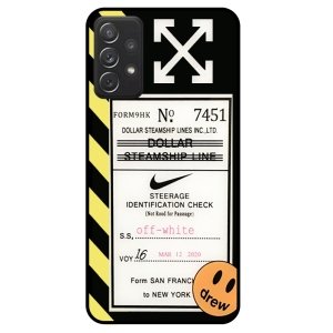 قاب پشت گلس فانتزی پسرانه طرح آف وایت مناسب برای گوشی Samsung Galaxy A52 4G/5G/S مدل دور ژله ای ضدضربه Off White Glass case