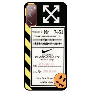 قاب پشت گلس فانتزی پسرانه طرح آف وایت مناسب برای گوشی Samsung Galaxy S20 FE مدل دور ژله ای ضدضربه Off White Glass case