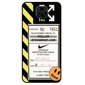 قاب پشت گلس فانتزی پسرانه طرح آف وایت مناسب برای گوشی Xiaomi Redmi Note 9S / 9 Pro مدل دور ژله ای ضدضربه Off White Glass case