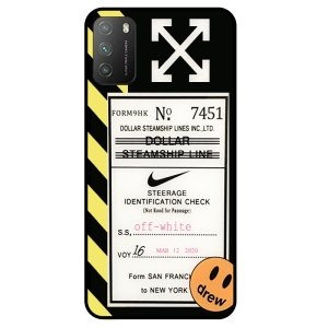 قاب پشت گلس فانتزی پسرانه طرح آف وایت مناسب برای گوشی Xiaomi POCO M3 مدل دور ژله ای ضدضربه Off White Glass case