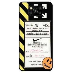 قاب پشت گلس فانتزی پسرانه طرح آف وایت مناسب برای گوشی Xiaomi POCO X3 pro / nfc مدل دور ژله ای ضدضربه Off White Glass case