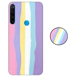 کاور گوشی شیائومی Redmi Note 8 مدل imd طرح رنگین کمانی پاستیلی به همراه پاپ سوکت ست