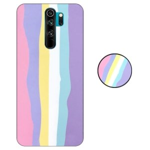 کاور گوشی شیائومی Redmi Note 8 Pro مدل imd طرح رنگین کمانی پاستیلی به همراه پاپ سوکت ست
