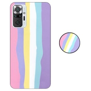 کاور گوشی شیائومی Redmi Note 10 Pro (2021) مدل imd طرح رنگین کمانی پاستیلی به همراه پاپ سوکت ست