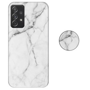 قاب ماربل IMD گوشی سامسونگ گلکسی A52 4G/5G طرح سنگی مرمر سفید به همراه پاپ سوکت ست