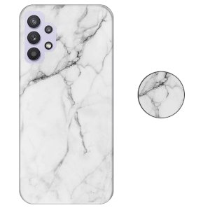 قاب ماربل IMD گوشی سامسونگ گلکسی A32 4G طرح سنگی مرمر سفید به همراه پاپ سوکت ست