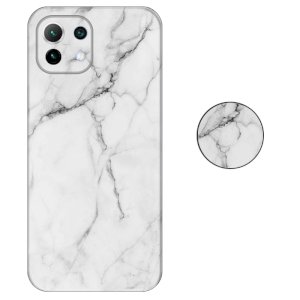 قاب ماربل IMD گوشی شیائومی می 11 لایت طرح سنگی مرمر سفید به همراه پاپ سوکت ست