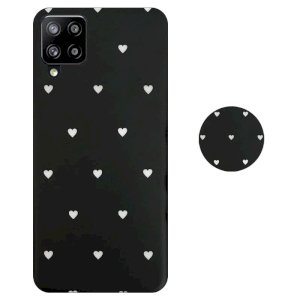 قاب گوشی Samsung Galaxy A22 4G مدل آی ام دی لاولی طرح قلب مشکی به همراه پاپ سوکت