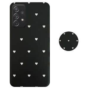 قاب گوشی Samsung Galaxy A52 4G/5G مدل آی ام دی لاولی طرح قلب مشکی به همراه پاپ سوکت