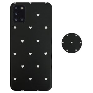 قاب گوشی Samsung Galaxy A31 مدل آی ام دی لاولی طرح قلب مشکی به همراه پاپ سوکت