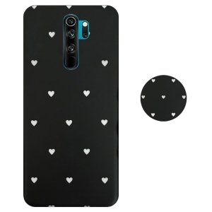 قاب گوشی Xiaomi Redmi Note 8 Pro مدل آی ام دی لاولی طرح قلب مشکی به همراه پاپ سوکت