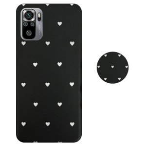 قاب گوشی Xiaomi Redmi Note 10 4G/S مدل آی ام دی لاولی طرح قلب مشکی به همراه پاپ سوکت