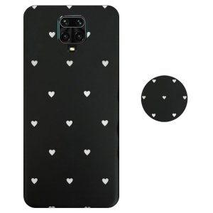 قاب گوشی Xiaomi Redmi Note 9S/Pro مدل آی ام دی لاولی طرح قلب مشکی به همراه پاپ سوکت