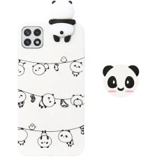 قاب فانتزی عروسکی پاندا رختی Panda Case مناسب برای گوشی Samsung Galaxy A22 5G مدل نیمه شفاف سه بعدی همراه با پاپ سوکت سیلیکونی ست (مجهز به محافظ لنز)