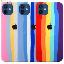 کاور سیلیکونی گوشی ایفون IPHONE 12 مدل رنگین کمانی (ویتنامی اصل)